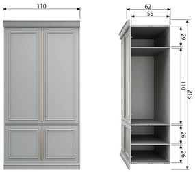 Armadio grigio chiaro in pino massiccio 110x215x62 cm Organize – WOOOD