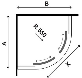 Kamalu - box doccia 80x80 semicircolare telaio nero vetro satinato | kf2000bs