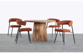 Set di un Tavolo Rotondo in Legno Doran e Sedie in Tessuto The