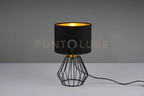 Lampada chuck paralume nero e base gabbia  h.37cm metallo nero  oro...