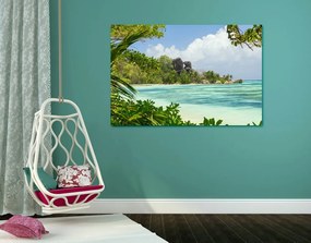 Quadro su tela – Spiaggia meravigliosa sull'isola di La Digue