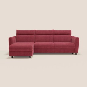 Peonia divano letto angolare con Penisola Contenitore - Materasso H18 cm in Bouclé Impermeabile T07