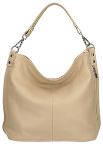 Borsa a spalla in vera pelle 981 Made in Italy taupe