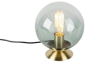 Lampada da tavolo Art Déco in ottone con vetro verde - Pallon