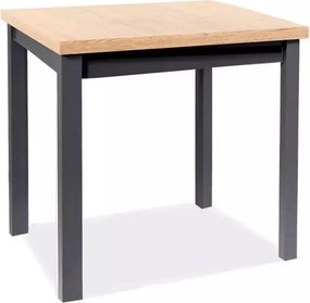 Tavolo Adam in MDF nero opaco e piano laminato effetto rovere Artisan – 80x80 cm