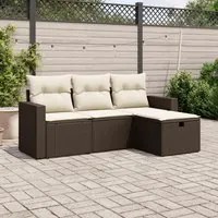 Set Divano da Giardino 4 pz con Cuscini Marrone in Polyrattan 3263449