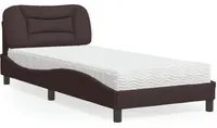 Letto con Materasso Marrone Scuro 90x190 cm in Tessuto 3208502