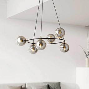 Lampada a sospensione in vetro Glassy Euluna, dimmerabile, Nero, Soggiorno / Sala da pranzo, Vetro, Moderno, Lampada a sospensione