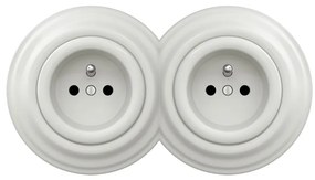 Kliklap - Presa doppia retrò con placca 230V bianca