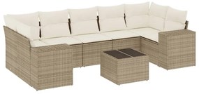 Set divano da giardino 8 pz con cuscini beige in polyrattan