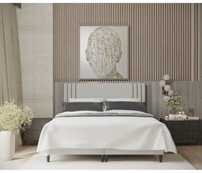 Letto matrimoniale imbottito grigio chiaro con contenitore 180x200 cm Musca - Maison de Rêve