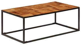 Tavolino 110x60x40 Cm İn Legno Massello Di Acacia E Acciaio /