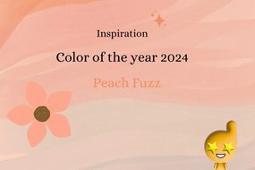 Carta da parati – Foglie delicate in tonalità Peach Fuzz