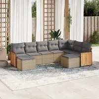 Set Divano da Giardino 9 pz con Cuscini Beige in Polyrattan 3260624