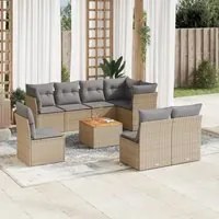 Set Divano da Giardino 9 pz con Cuscini Beige Misto Polyrattan 3256073