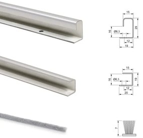 Sistema scorrevole per armadio 2 ante di spessore 16 mm, antideragliamento e con profili in alluminio cromato (pannelli non incl