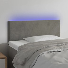 Testiera A Led Grigio Chiaro 100x5x78/88 Cm İn Velluto /