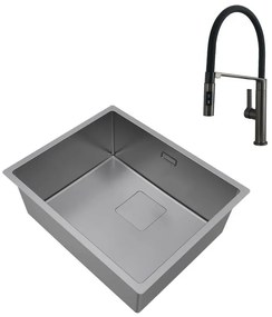 Set Lavello Loft in inox 45 cm e Miscelatore Oly antracite
