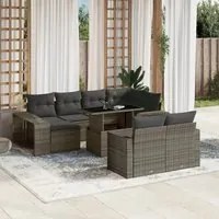 Set Divani da Giardino 11 pz con Cuscini in Polyrattan Grigio 3274583