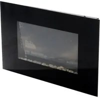 Camino Elettrico da Parete 90x56x9.5 cm 2000W Fiamma LED 7 Colori Nero