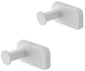 Set 2 appendini portasciugamani in acciaio inox bianco con doppio fissaggio Cubik