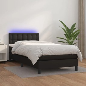 Giroletto A Molle Con Materasso E Led Nero 90x200 Cm Similpelle /