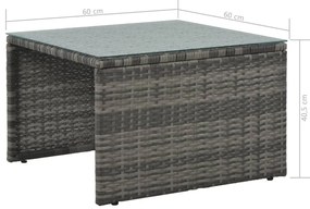 Set Divani da Giardino 3 pz con Cuscini in Polyrattan Grigio