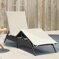 Lettino Prendisole con Cuscino Nero in Polyrattan 4002701