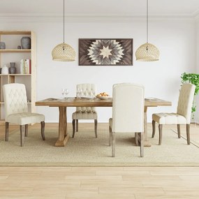 Sedie Da Pranzo 4 Pz Beige İn Tessuto Effetto Lino /