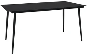 Tavolo da giardino nero 150x80x74 cm in acciaio e vetro