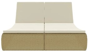 Lettino prendisole in polyrattan beige