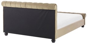 Letto matrimoniale in velluto beige stile chesterfield 160x200cm AVALLON Beliani