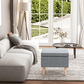 Poggiapiedi Con Gambe İn Legno Grigio Chiaro İn Tessuto /