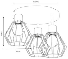 Plafoniera PARKLA 3xE27/15W/230V nero/oro