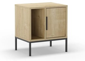 Comodino in rovere decorato in colore naturale Lani - Marckeric