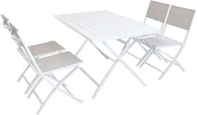 ABELUS - set pieghevole tavolo in alluminio cm 130 x 77 x 73 h con 4 sedie Gaja