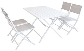 ABELUS - set tavolo in alluminio e teak cm 130 x 77 x 73 h con 4 sedie Gaja
