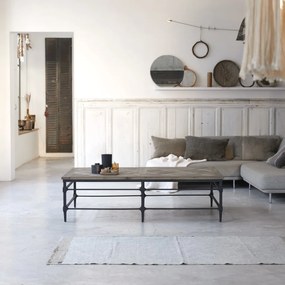 Tikamoon - tavolino legno massello olmo metallo 160x90cm soggiorno divano salotto design