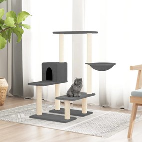 Albero per gatti con tiragraffi in sisal grigio scuro 94,5 cm