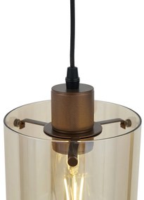 Faretto moderno bronzo scuro con vetro ambrato per sistema a binario monofase - Iconic Dome