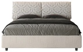 Letto matrimoniale senza rete imbottito 160x190 tessuto Agata 1 bianco Mados