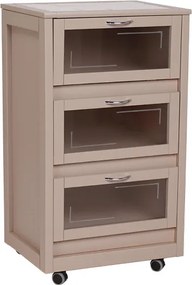 Carrello Mobiletto Tortora con ante a ribalta in vetro LANDHELL