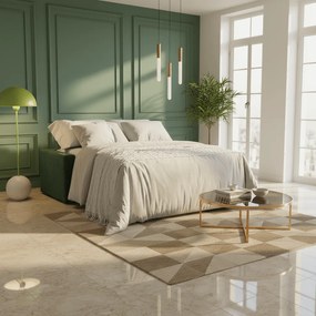 Diomede Divano letto matrimoniale in velluto easy clean sfoderabile - design moderno e comfort in T35 verde