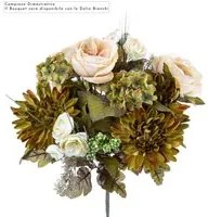 Set 2 Bouquet Artificiale Composta da Rose e Dalie Altezza 34 cm Marrone