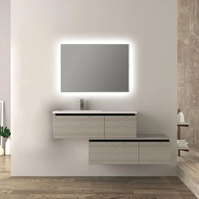 Mobile da bagno 140 cm sospeso moderno rovere sbiancato Slide