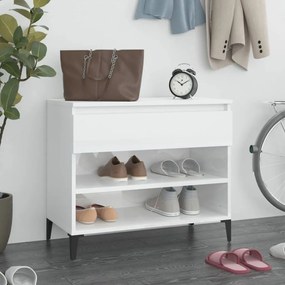 Scarpiera Bianco Lucido 70x36x60 Cm İn Legno Multistrato /