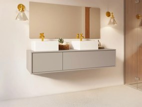 Mobile bagno sospeso beige con doppio lavabo quadrato - L150 cm - ISAURE II