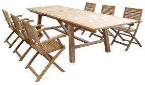 ORATOR - set tavolo in teak cm 160/240 x 90 x 77 h con 6 poltrone Orator