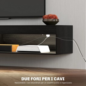 Mobile TV fino 75" Sospeso con Luci LED 16 Colori e Telecomando 180x40x30 cm Nero...