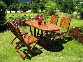 TURRIS - set tavolo in legno massiccio di acacia cm 120/160 x 70 x 74 h con 4 sedie e 2 poltrone Mulier
